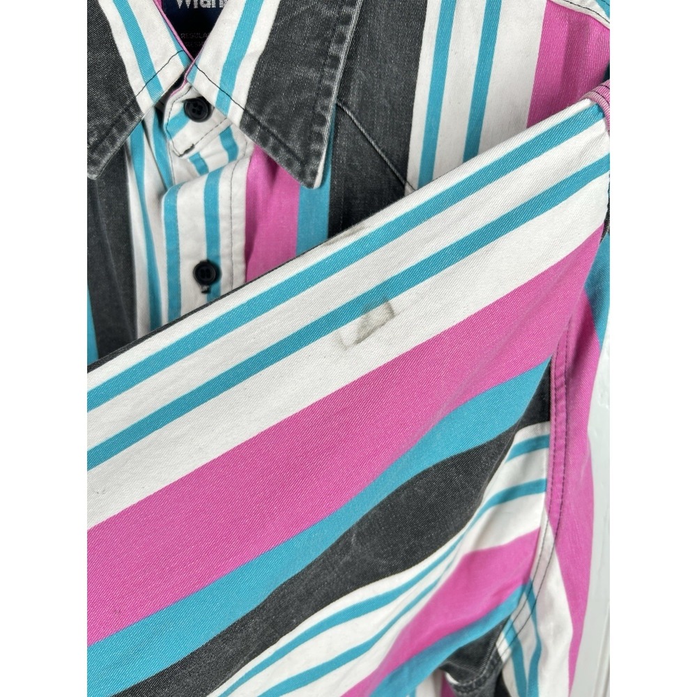 Vtg Wrangler Brushpopper Shirt Mens 18 35 2XL Pink Teal Black Western Rodeo - Picture 6 of 9